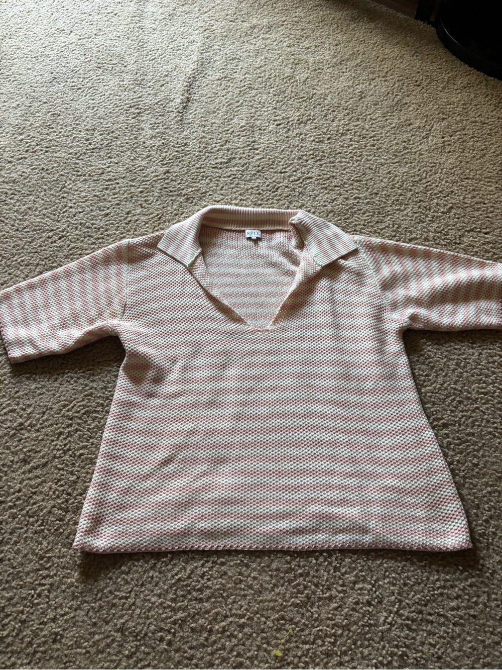 Kule The Lucie Crochet Polo Top - cream/shell size L
